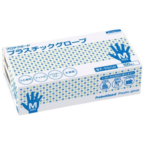 日本製紙クレシア プロテクガードプラスチックグローブM 69250 100枚×10箱 白 使い切り