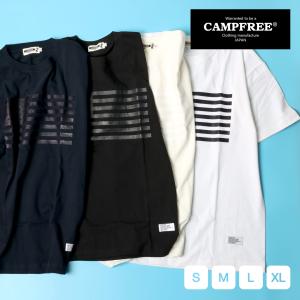 CAMPFREE Tシャツ コットンTシャツ メンズtシャツ ロゴTシャツ メンズ レディース 半袖 星条旗 プリント ティーシャツ ティシャツ ロゴt 白 ホワイト