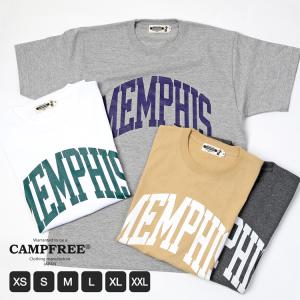 CAMPFREE ロゴtシャツ メンズ Tシャツ ブランド 半袖 カレッジロゴ プリントTシャツ アメカジ 大人 レディース 綿100% カットソー おしゃれ ティーシャツ