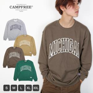 Campfree キャンプフリー スウェットトレーナー メンズ レディース スウェット トレーナー メンズトレーナー カレッジ ロゴ 緑 ベージュ アースカラー M H A Style 通販 Yahoo ショッピング