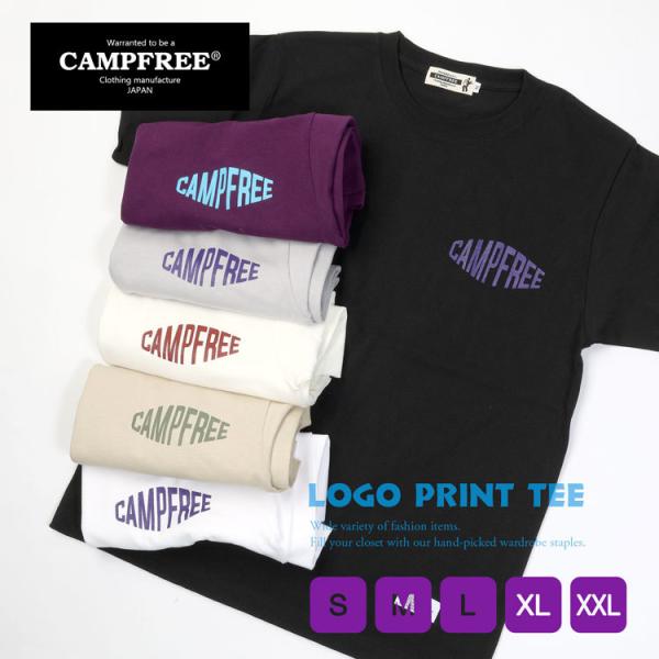 CAMPFREE ロゴTシャツ メンズ Tシャツ ワンポイント 半袖 プリントTシャツ ストリート ...