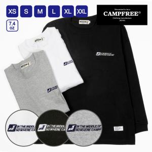 CAMPFREE ロンT ロゴTシャツ メンズ ロングtシャツ 綿 100% 7.4oz やや厚手 ワンポイント ロングスリーブ ロング ティーシャツ ストリート ロゴT 白 黒