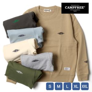 CAMPFREE スウェット トレーナー メンズ 10oz 裏毛 上 春 秋 冬 大きいサイズ 長袖 ロゴ スエット 黒 ブランド 綿 10619