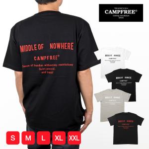 CAMPFREE メンズTシャツ ティシャツ Tシャツ メンズ 半袖 バックプリント 5.6oz ロゴ ブランド コットン 綿 大きいサイズ 白 綿100% メンズtシャツ 10810