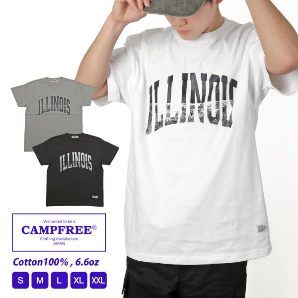CAMPFREE カレッジロゴ メンズTシャツ ティシャツ Tシャツ メンズ 半袖 6.6oz ロゴ...