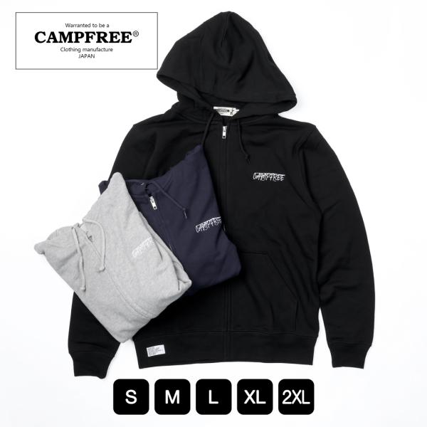 スウェットトレーナー メンズ CAMPFREE パーカー ブランド 刺繍 ジップアップ 薄手 薄い ...