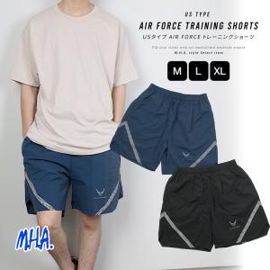 ショートパンツ メンズ AIR FORCE 米軍タイプ アメリカ軍 【 新品 】 黒 紺  ハーフパンツ  短パン 半ズボン ショーツ ゆったり｜mha