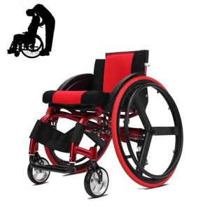 スポーツレジャー車椅子折りたたみ式ポータブル軽量アルミ合金トロリー障害者高齢者運転医療全地形オフロード車椅子 赤｜mhaloshop