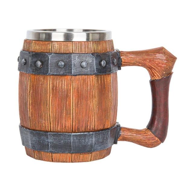 革のハンドルが付いている個人化された模造の木の樽ビール ジョッキ 創作ステンレス大-キャパシティバー...