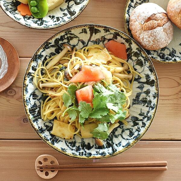 食器 和食器 おしゃれ 皿 カレー皿 手書きたこ唐草菊彫7.0深皿 パスタ皿 モダン 美濃焼 大皿