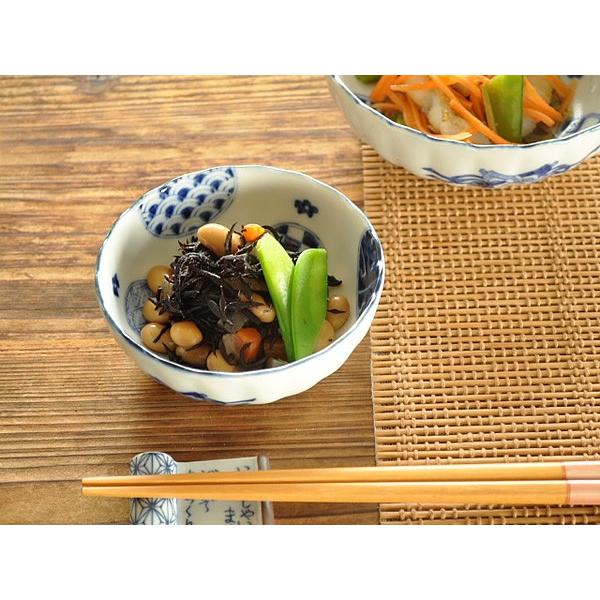 食器 和食器 おしゃれ 小鉢 藍丸紋菊形3.5鉢 モダン 美濃焼 ボウル 小付け 菊型