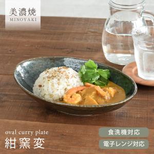 食器 和食器 おしゃれ 皿 カレー皿 紺窯変ナチュラルオーバルカレー皿＆パスタ皿 パスタ皿 モダン 美濃焼 ボウル