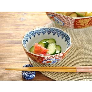 食器 和食器 おしゃれ 中鉢 染め錦赤絵桔梗5.5煮物鉢 煮物鉢 モダン