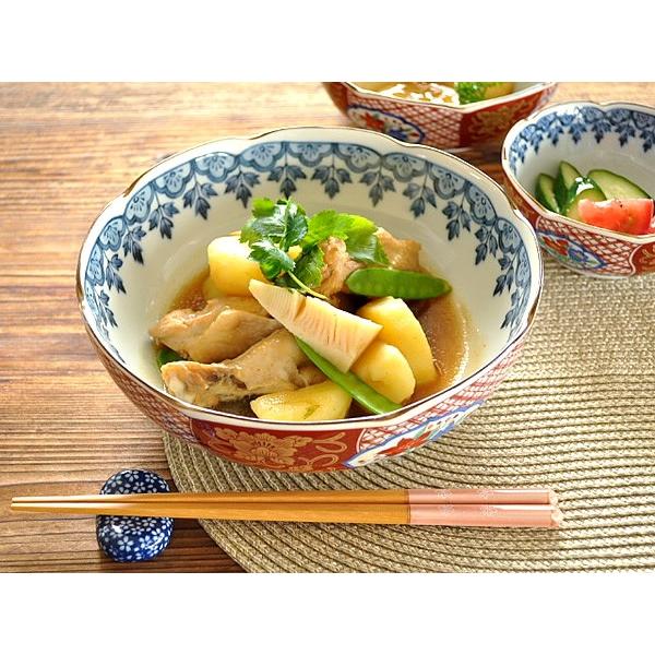 食器 和食器 おしゃれ 大鉢 染め錦赤絵桔梗7.0ドラ鉢 モダン 美濃焼 ボウル 煮物鉢