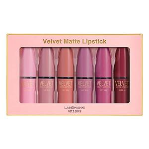 HANDON 6ピースマットリップスティック つや消しの口紅 ノンスティックカップリップスティックセット 防水長持ちメイクリップグロス コスメティック