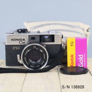 【中古】【保証付 】　コニカ　KONICA C35 FD　S/N 179413（ケース・フイルム付セット）　フィルムカメラ｜ミーナ