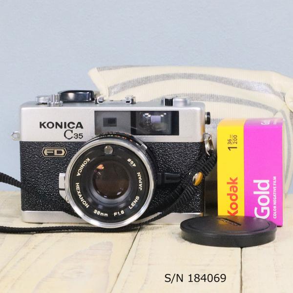 【中古】【保証付 】　コニカ　KONICA C35 FD　S/N 284244（ケース・フイルム付セ...