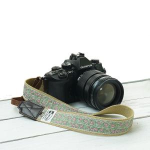 カメラストラップ camera strap　一眼レフ　ミラーレス一眼用　カフカリボン〔小さき野ばら〕 MI-NA ミーナ　かわいい　おしゃれ｜mi-na