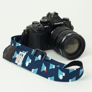 カメラストラップ camera strap　一眼レフ　ミラーレス一眼用　富士山ブルー ３．５ｃｍ幅フリータイプ MI-NA ミーナ　かわいい　おしゃれ｜mi-na