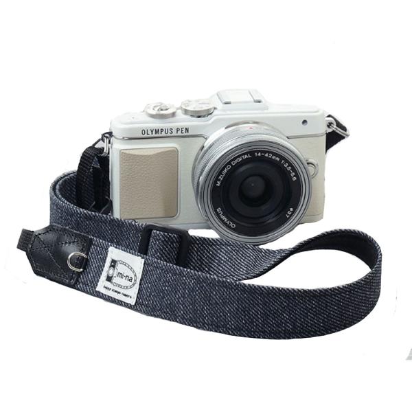 カメラストラップ camera strap　一眼レフ　ミラーレス一眼用　撥水ダークネイビー杢デニム　...