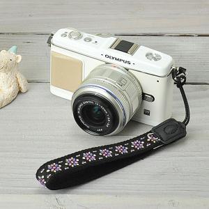 カメラストラップ camera strap　ミーナオリジナル ハンドストラップ　チロリアン/カレイドスコープスミレ