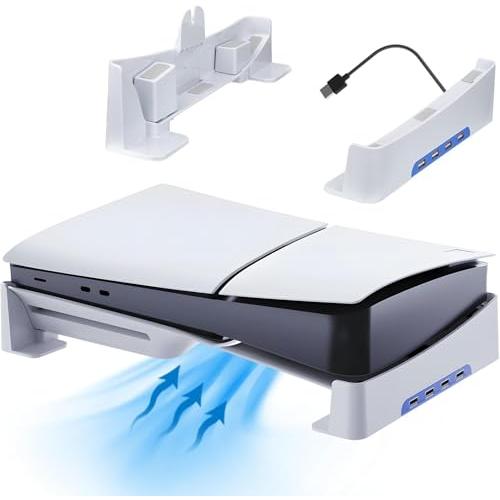 ps5 pro用/新型 ps5 Slim用 横置きスタンド 新登場- 4-in-14つUSB拡張ハブ...