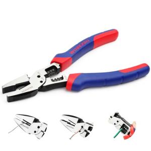 WORKPRO ペンチ 強力ペンチ 200mm 多機能 ワイヤーカッター ニッパー ストリッパー ボルトカッター 配線むき 電気工事 家庭DIY