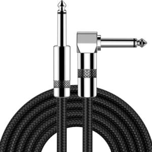 FEYCH ギターシールド ギターケーブル 1m S-L型プラグ ベース シールド 高耐久ナイロン 断線しにくい 楽器用ケーブル ベース/キーボ