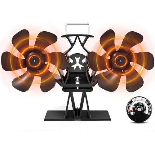 Signstek ストーブファン 石油ストーブ ファン 薪ストーブ 扇風機 双頭 静音 キャンプ用 ...