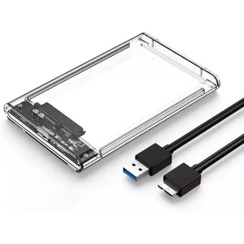 透明な2.5インチUSB 3.0 HDDケース、SATAポート対応、USB 3.0ケーブル付属 (透...