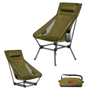DesertFox アウトドアチェア 2WAY キャンプ椅子 ローチェア 軽量 枕付き ハイバック 独自開発のカップホルダー 耐荷重150kg