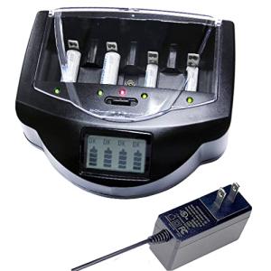 電池充電器 マルチチャージャー アルカリ ニッカド ニッケル水素電池 充電器 単1 単2 単3 単4 9V充電池など対応 LCD付きマルチ充電器