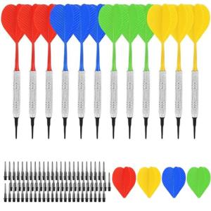 CyeeLife 12本入り 18g ソフトチップダーツセッ+100個ティップ,入門級