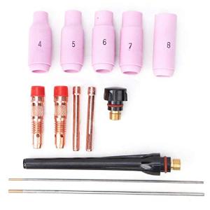 TIG溶接アクセサリー 13PCS TIG溶接トーチアクセサリー消耗品溶接部品17/18/26トーチ 長いタングステン電極寿命のための1.6mm