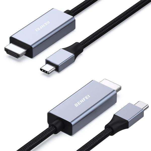 BENFEI 2個 1.8m USB Type C - HDMI ケーブル4K@60Hz UHD映像...