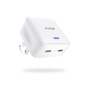 Alfox Type-C充電器 35W PD対応USB-C 2ポートGaN搭載/PD3.0/PPS規格対応/折りたたみ式プラグ/超コンパクト/2