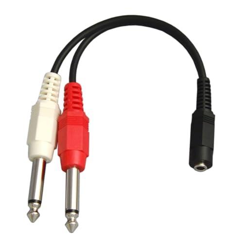 3.5mm ステレオミニジャック(メス) to 6.3mm モノラル標準プラグ(オス)×2 オーディ...