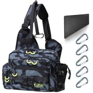 ワタチャンプ ワンショルダーバッグ 900D防水 サポートボード付き 釣りバッグ 2.0 大容量 5つカラビナ付き ダブル