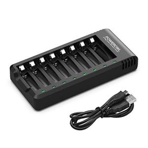 POWEROWL 急速充電器 単3形・単4形 8本同時充電 ニッケル水素 充電池に対応 電池寿命を効果的に向上させる定電流定電圧充電 黒
