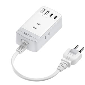 エムサイン Mscien 延長コード 短い 20CM スイッチ付き 電源タップ usb コンセント 3個AC差込口 2個usb-c 2個usb-