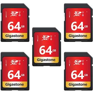 Gigastone 64GB SDカード 5枚セット UHS-I U1 Class 10 SDXC メモリーカード 高速 フルHD ビデオ デジ