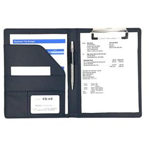 MT's SHOP クリップボード A5 クリップ ファイル PUレザー 書類 フォルダ バインダー カード ポケット ペン ホルダー 搭載 (