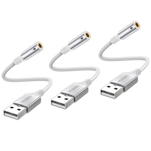 MOSWAG USB オーディオ 変換アダプタ USB to 3.5mm 変換ケーブル TRRS 3...