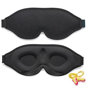 Trilancer 2026年の革新的な男女兼用睡眠用アイマスク、睡眠、昼寝、瞑想、旅行用3D 遮光デザインアイマスク(ブラック)