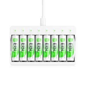 EBL 単3形充電池充電器セット 8スロット充電器+単3電池（2800mAh*8）セット 単三単四ニッケル水素/ニカド充電池に対応 スロットカー