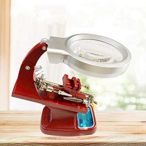 Botocoo 半田ごて作業台 スタンドルーペ精密機器スタンド 拡大鏡 ルーペ 虫眼鏡 電子溶接工作メガネ クリップライトLEDライト付拡大鏡