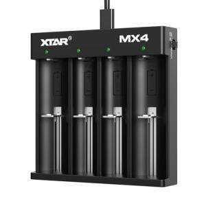XTAR MX4 電池充電器 1.5Vリチウム/ニッケル水素 単3単4 18650/21700 多種電池対応