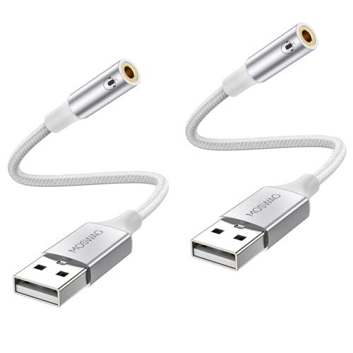 MOSWAG USB オーディオ 変換アダプタ USB to 3.5mm 変換ケーブル TRRS 2...