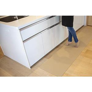 180 cm x 50 cm 洗濯いらず ずれない 抗菌 ふく楽 キッチン マット ナチュラルベージュ