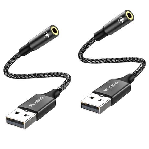 MOSWAG USB オーディオ 変換アダプタ USB to 3.5mm 変換ケーブル TRRS 2...
